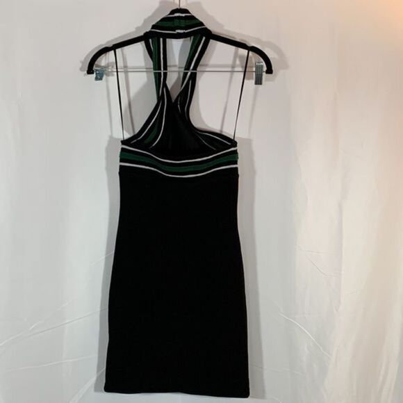 Topshop Black, Green & White Ribbed Halter Mini Dress - Picture 7 of 9